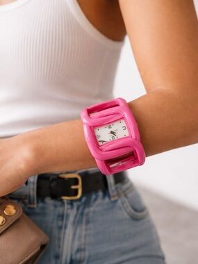 Barbie Pink Quartz Open-Loop Bangle Watch